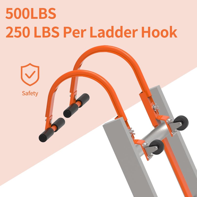 MY RUSTIC Ladder Roof Hook 2 Pack with Wheel Heavy Duty Steel Ladder Stabilizer, Roof Ridge Extension, Wheel Rubber and Rubber Grip T-Bar for Damage Prevention, for Damage Prevention,Able to Bear 500 Pounds - Image 5